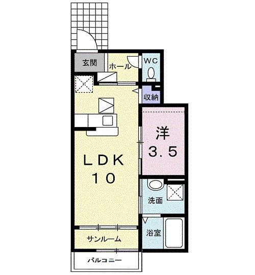 クレメントプリートKG(1LDK/1階)の間取り写真