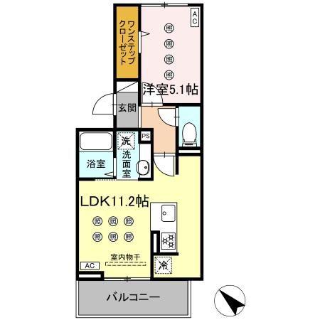グランフォレ下南部(1LDK/3階)の間取り写真