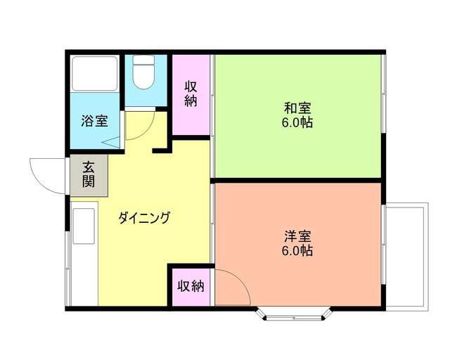 ホワイトハイツミサキII(2DK/1階)の間取り写真