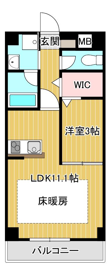 パルナス(1LDK/3階)の間取り写真