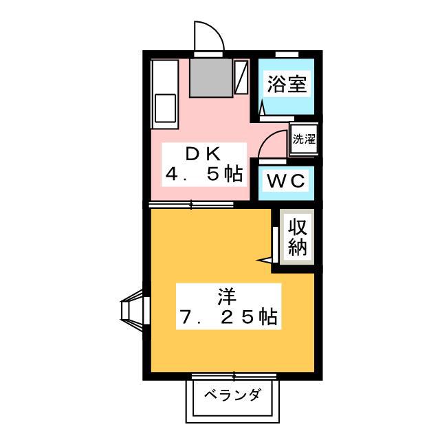 コーポ木崎II(1DK/2階)の間取り写真