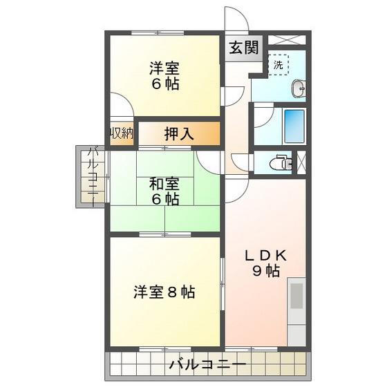 町屋ライフA(3LDK/4階)の間取り写真