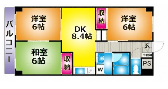 ブランシュネージュ(3DK/7階)の間取り写真