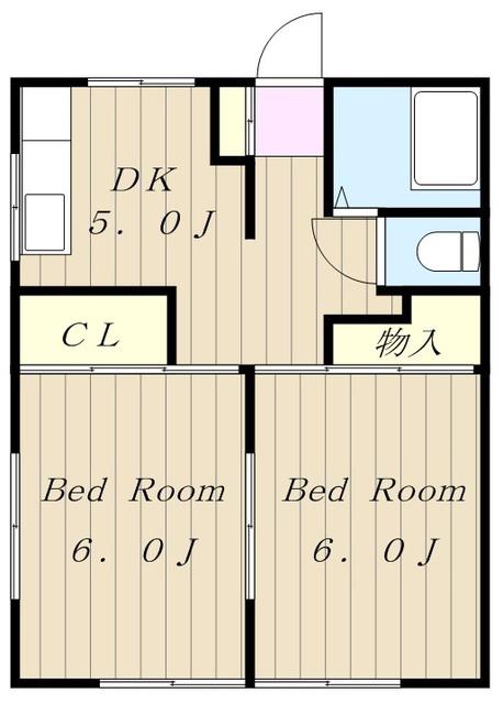 ハウス三堂(2DK/1階)の間取り写真