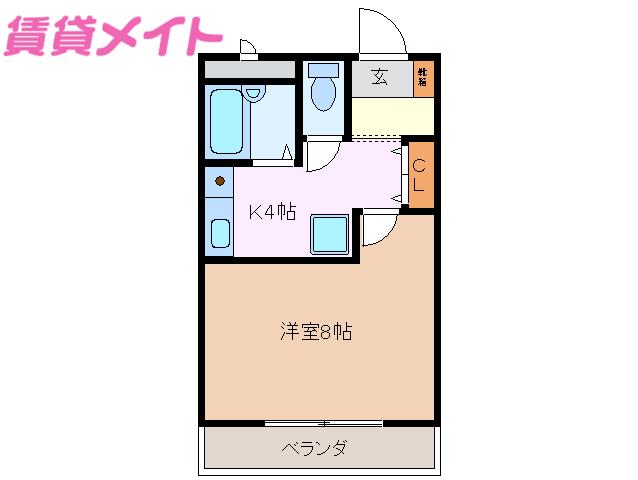JINハイツ生桑(1K/3階)の間取り写真