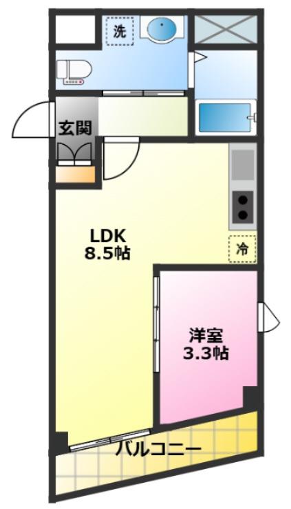 BCASA武蔵小杉II(1LDK/5階)の間取り写真