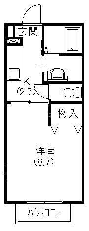 アルスハタゴ(1K/1階)の間取り写真