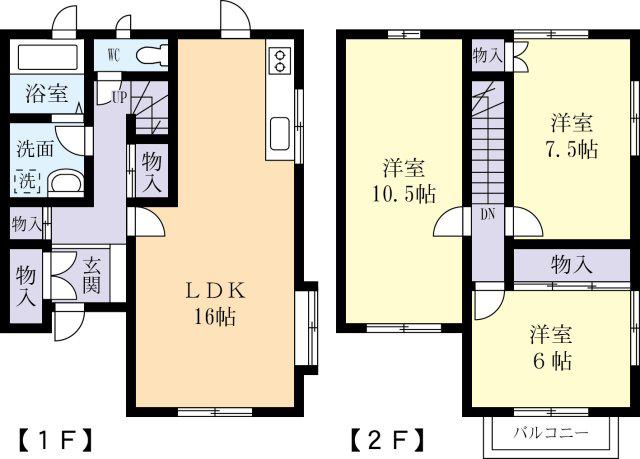 牛久ロイヤル・ヴィラ(2LDK/1階)の間取り写真
