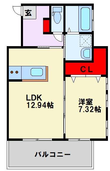 アヴィタシヨン浅生通(1LDK/7階)の間取り写真