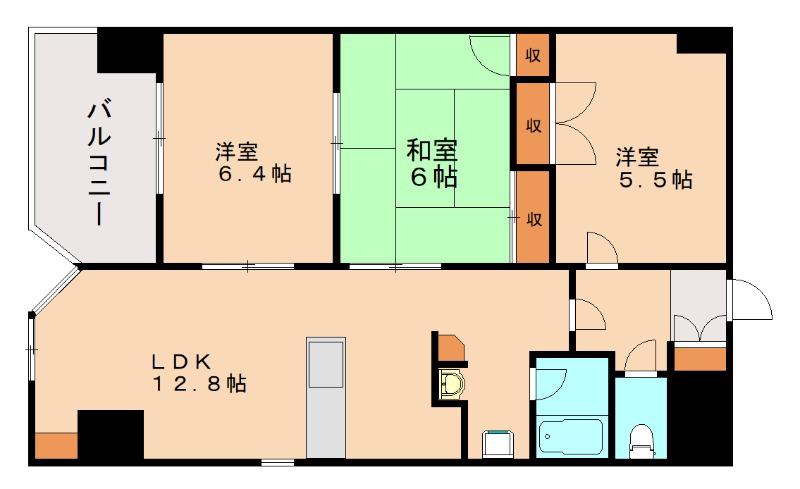 ウィルステージ霧ヶ丘(3LDK/4階)の間取り写真