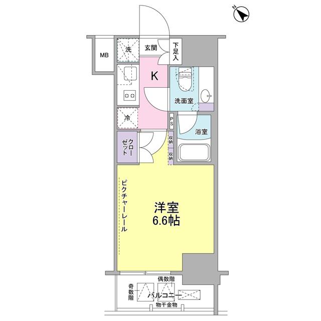 SIL西五反田(1K/5階)の間取り写真