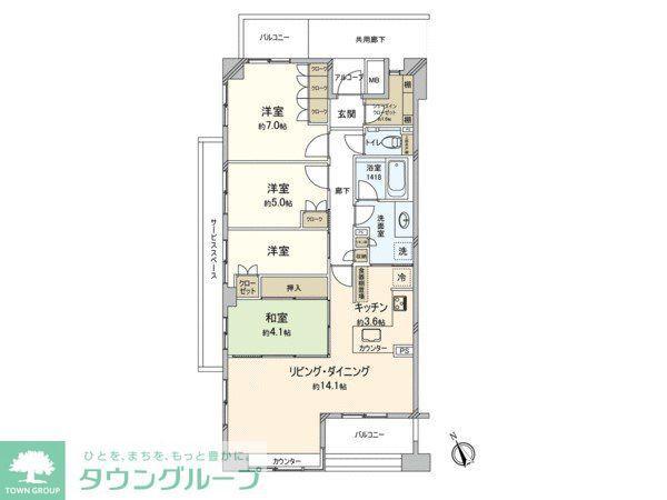 パークホームズ吉祥寺グランテラス クロイスターレジデンス(4LDK/4階)の間取り写真