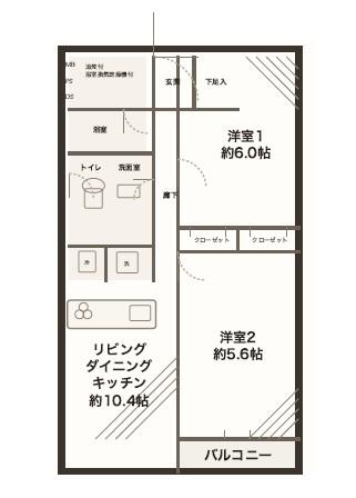 麻布コーポラス(2LDK/5階)の間取り写真