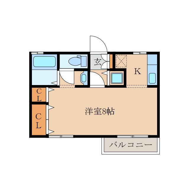 鹿児島県鹿屋市 2階建 築27年(ワンルーム/1階)の間取り写真