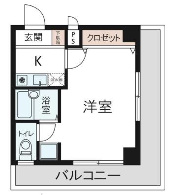 リーガルコート塚口(1K/4階)の間取り写真
