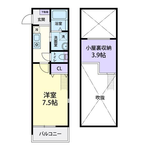 ヨークパレス・3(1K/2階)の間取り写真