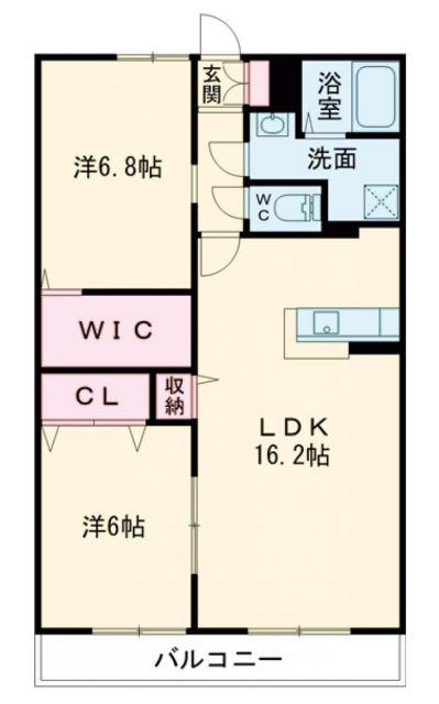 セレーナ直方 B棟(2LDK/1階)の間取り写真
