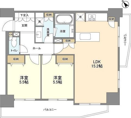 LASANTE五反田(2LDK/8階)の間取り写真