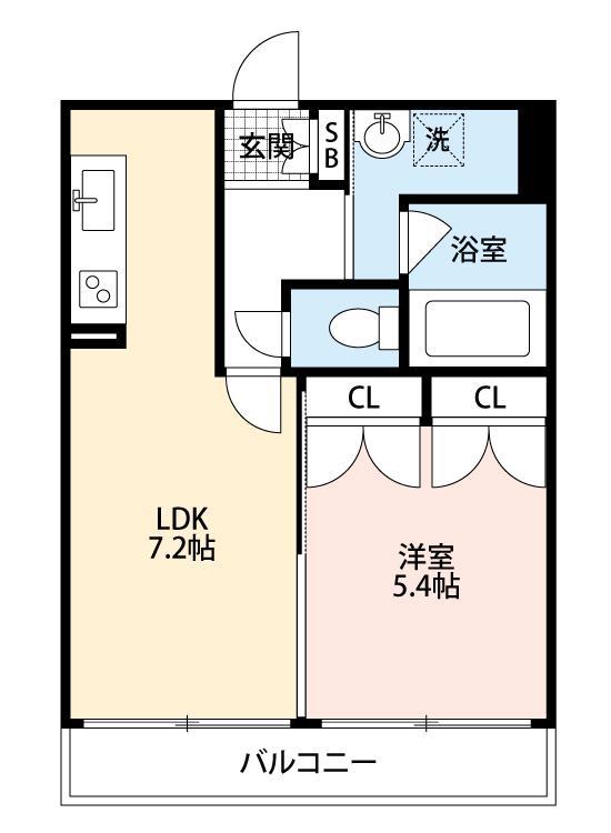 ハピネス吹田(1LDK/3階)の間取り写真