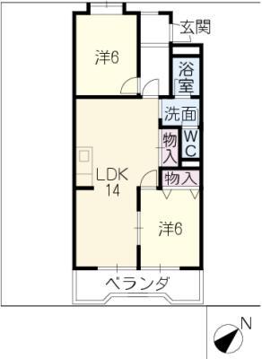 レジデンス萩(2LDK/2階)の間取り写真