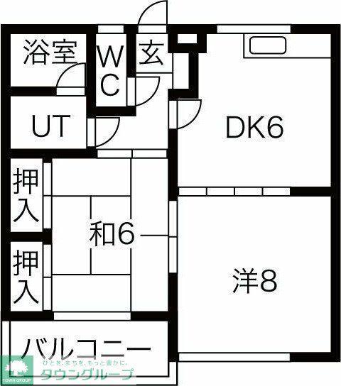 ハイツハツミA(2DK/2階)の間取り写真