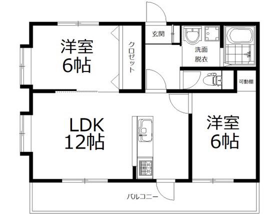 協進ビル(2LDK/3階)の間取り写真