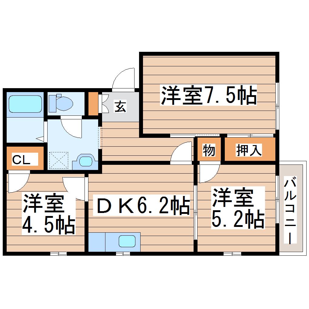 アルカディ21 V(3DK/2階)の間取り写真