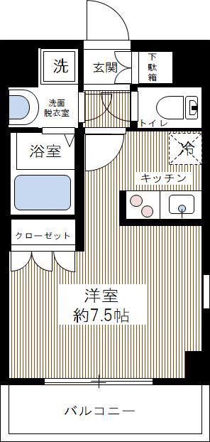 ボーテ大山(ワンルーム/3階)の間取り写真