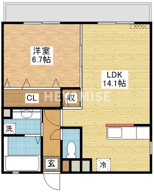 エトワール諫早(1LDK/1階)の間取り写真