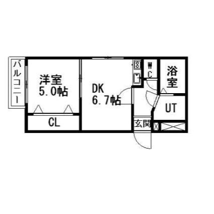 カハラコート4TH(1DK/4階)の間取り写真