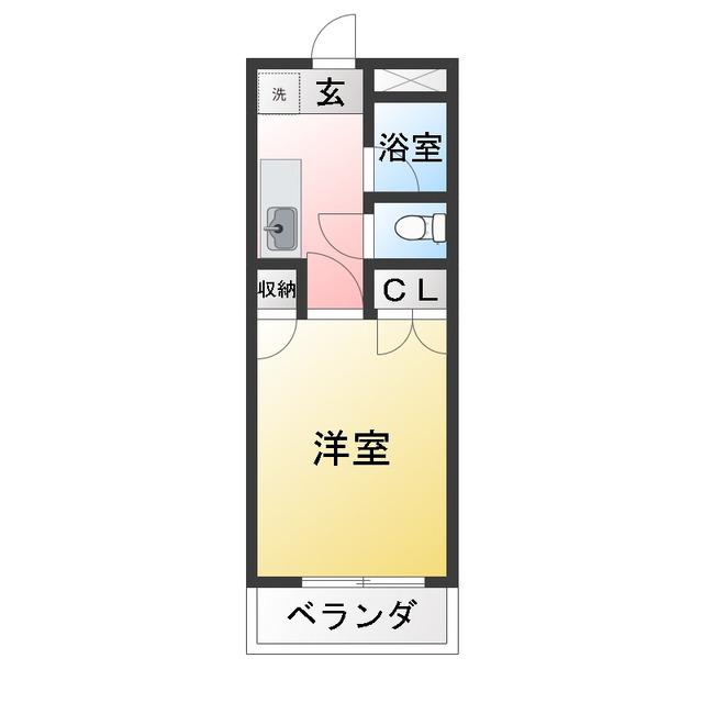 ホワイトリバー201(1K/2階)の間取り写真