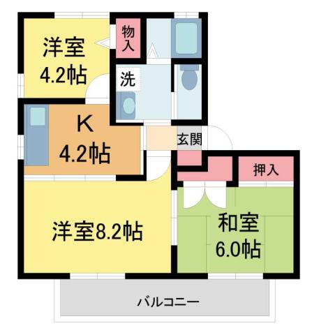 ディアス平野(3DK/1階)の間取り写真