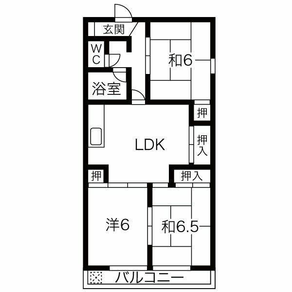 コーニッシュ西中島(3LDK/6階)の間取り写真
