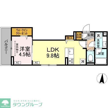 D-KOWARI(1LDK/3階)の間取り写真