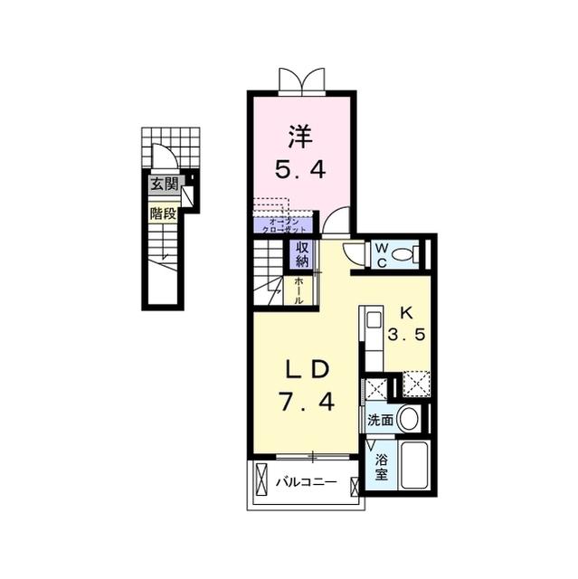 ベルフィオーレ(1LDK/2階)の間取り写真