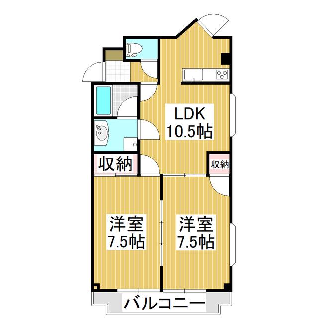 サンヴィレッヂ征矢野(2LDK/2階)の間取り写真