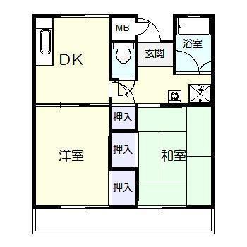 GREEN HILLS 大塚台 1号棟(2DK/7階)の間取り写真
