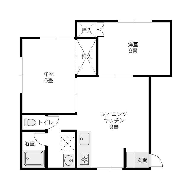 サンパレス韮川III(2DK/1階)の間取り写真