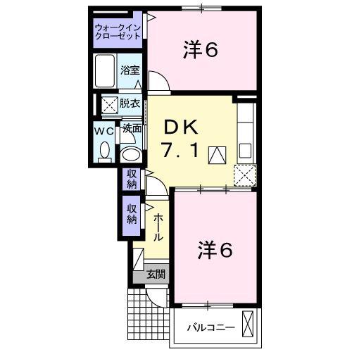 バウアンホーフ(2DK/1階)の間取り写真
