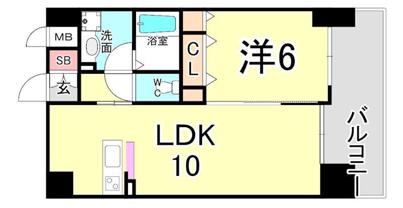 CITYSPIRE新神戸(1LDK/7階)の間取り写真