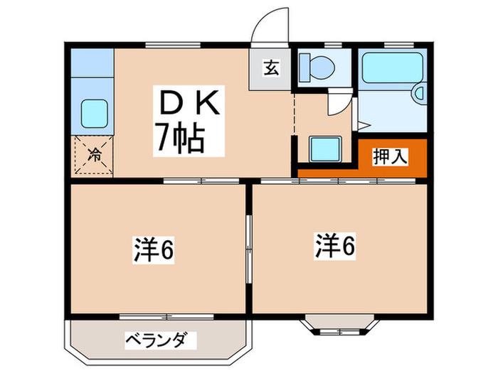 コートビレッジC(2DK/2階)の間取り写真