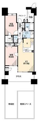 サンデュエル長者(2LDK/1階)の間取り写真