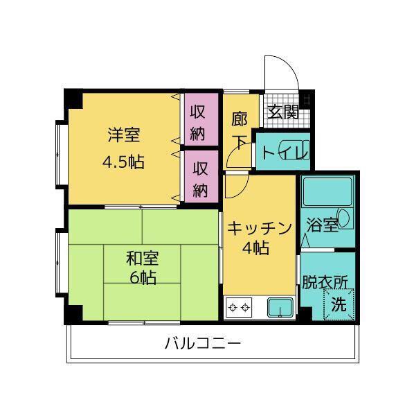 ヴィレッヂ若葉(2K/5階)の間取り写真