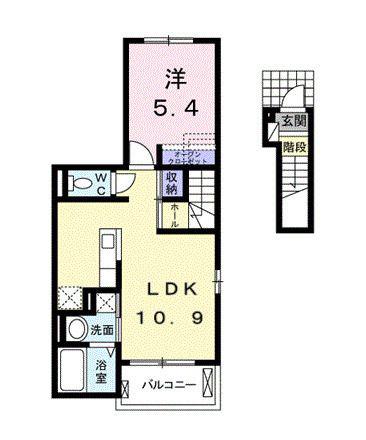 ヴィラ・マウントワン上東 B(1LDK/2階)の間取り写真