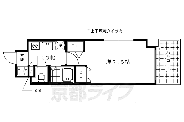 クリスタルグランツ西大路御池(1K/4階)の間取り写真