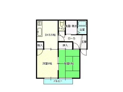 グレーセルハイツ壱番館(2DK/2階)の間取り写真