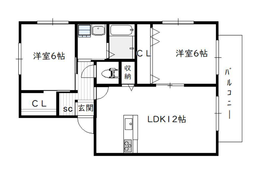 ライジング(2LDK/1階)の間取り写真