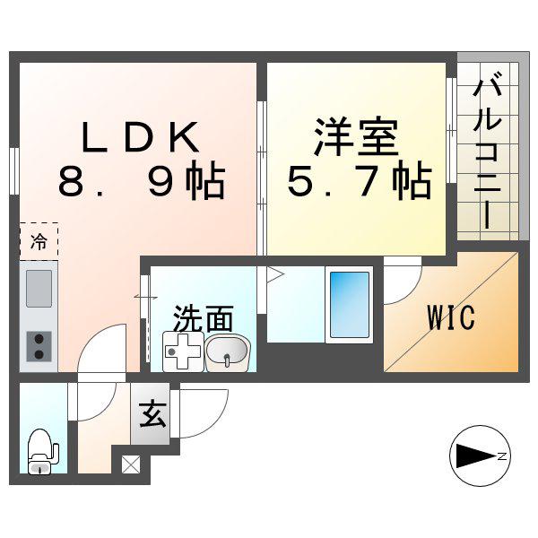 SUNMOON 武庫之荘II番館(1LDK/2階)の間取り写真