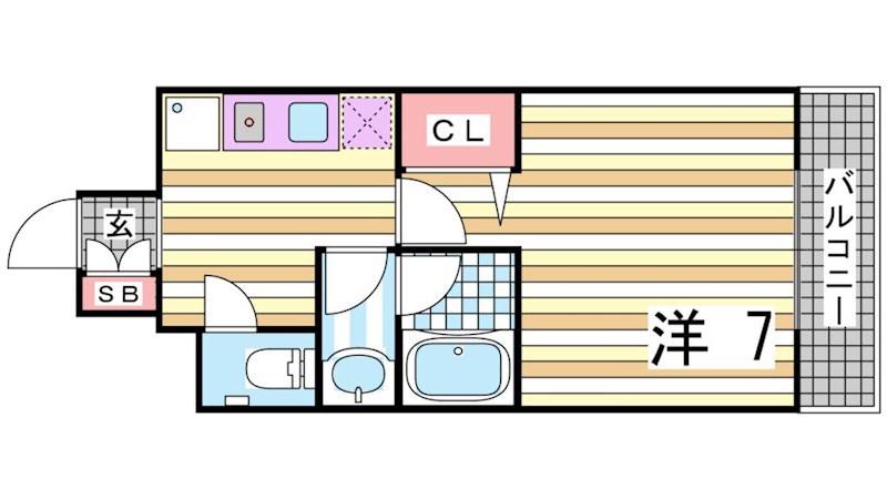 CITYSPIRE神戸元町I(1K/10階)の間取り写真