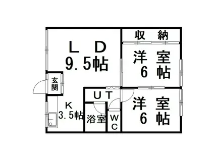 イオボヌール釧路1(2LDK/1階)の間取り写真